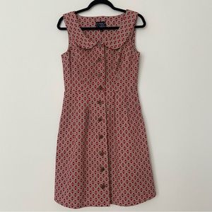 Birds of North America NightHawk Cotton Shirt Dress sz 6 Red Brown Print